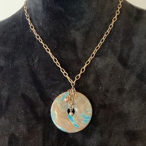 Chrysocolla Donut Pendant Necklace
